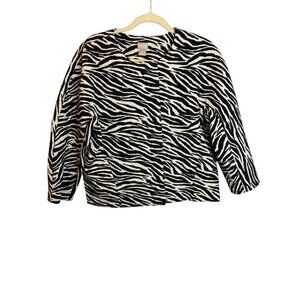 Chico's‎ Jacket Women's Large Zebra Print Office Business Black White Chicos 2